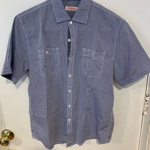 Michael Brandon short sleeve blue shirt